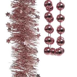 Decoris Kerstslingers set 3x stuks oudroze - Kerstversiering -