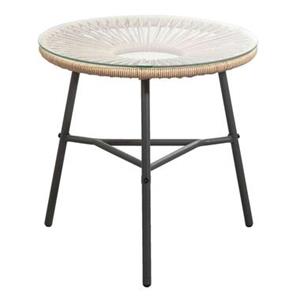 Leen Bakker Bijzettafel Formentera - naturel/antraciet - 50xØ50 cm
