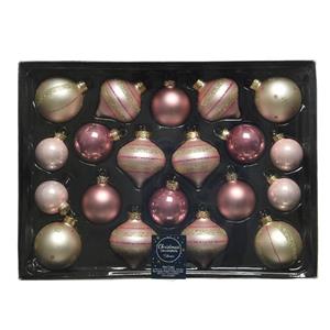 Decoris Kerstballenset Glas 20 Stuks Roze