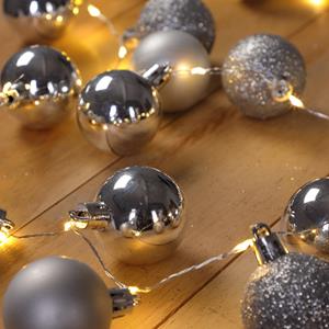 Casaria Kerstverlichting kerstballen LED Zilver 2m Ballen