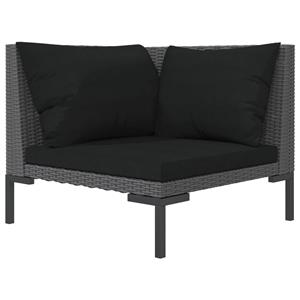 vidaXL Gartensofa mit Kissen Halbrundes Poly Rattan 