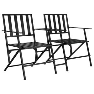 vidaXL 2-Sitzer-Gartenbank Klappbar 137 cm Schwarz Stahl 