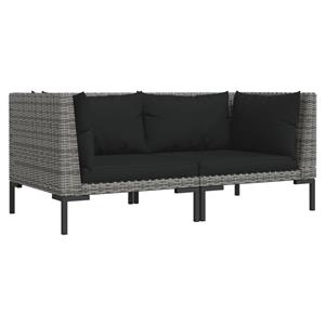 vidaXL Gartensofas 2 Stk. mit Kissen Halbrundes Poly Rattan 