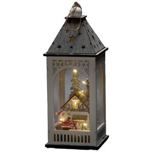 Konstsmide Christmas LED-Deko-Laterne mit Haus und Weihnachtsmann