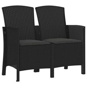 vidaXL 2-Sitzer Gartenbank mit Kissen PP Rattan Graphit 