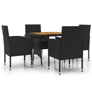 vidaXL 5-delige Tuinset poly rattan zwart