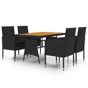 Vidaxl 5-tlg. Garten-essgruppe Poly Rattan Schwarz