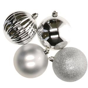Decoris 4x stuks kunststof kerstballen zilver 10 cm -