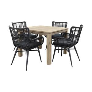 Van der Garde Tuinmeubelen Vdg Jasmine Black/rome Grey 100 Cm. - Tuinset 5-delig