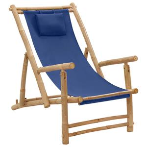 VidaXL Terrasstoel Bamboe En Canvas Marineblauw