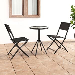 vidaXL 3-tlg. Bistro-Set Stahl Schwarz 