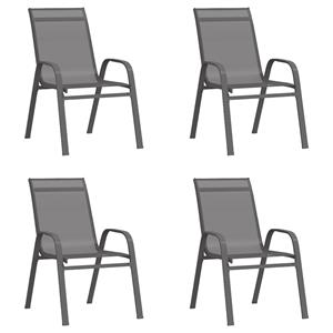 Vidaxl Tuinstoelen Stapelbaar 4 St Textileen Stof Grijs