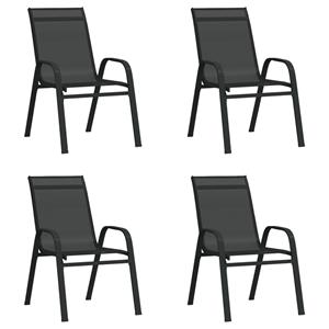 vidaXL Stapelbare Gartenstühle 4 Stk. Schwarz Textilene 