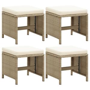 vidaXL Gartenhocker 4 Stk. mit Sitzkissen Poly Rattan Beige 