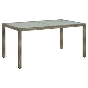 VidaXL Tuintafel 150x90x75 Cm Gehard Glas En Poly Rattan Grijs