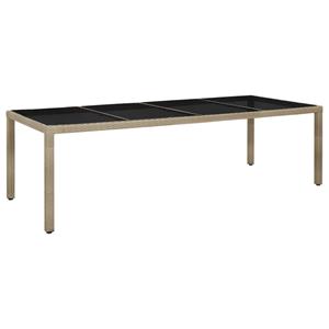 VidaXL Tuintafel 250x100x75 Cm Gehard Glas En Poly Rattan Beige