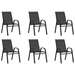 vidaXL Stapelbare Gartenstühle 6 Stk. Schwarz Textilene 