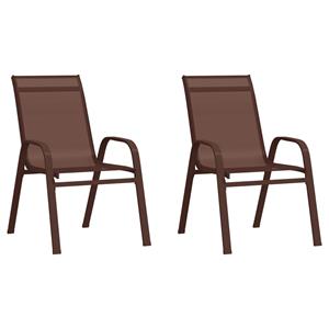 vidaXL Stapelbare Gartenstühle 2 Stk. Braun Textilene 