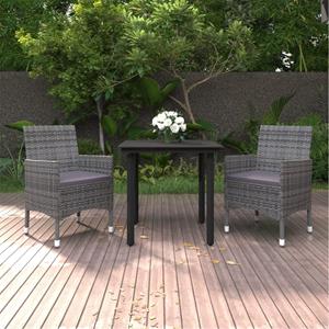 VidaXL 3-delige Tuinset Met Kussens Poly Rattan En Glas