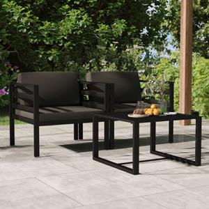 vidaxl 3-delige Loungeset met kussens aluminium antracietkleurig
