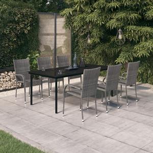 vidaXL 7-tlg. Garten-Essgruppe Grau und Schwarz 