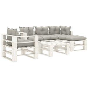 vidaXL 6-tlg. Garten-Lounge-Set Paletten mit Taupe-Kissen Holz 