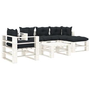 vidaXL 6-tlg. Garten-Lounge-Set Paletten mit Anthrazit-Kissen Holz 