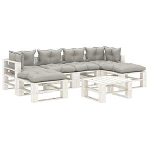 VidaXL 7-delige Loungeset Met Taupe Kussens Pallet Hout