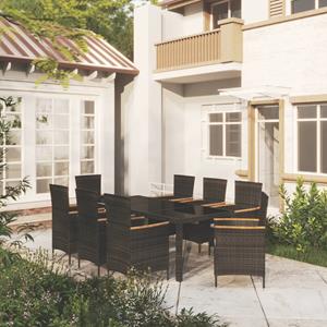 vidaXL 9-tlg. Garten-Essgruppe mit Auflagen Poly Rattan Schwarz 