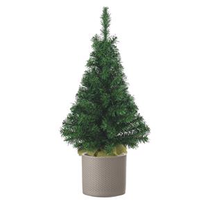 Decoris Volle kunst kerstboom 75 cm inclusief taupe pot - Kunstkerstbomen middelgroot