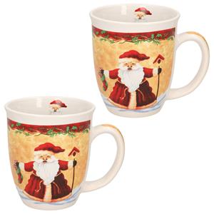 Set van 2x stuks kerstmokken kerstman met kerstsok -