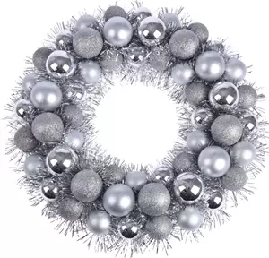 Koopman International Kerstballen KRANS TINSEL 56STS - zilver