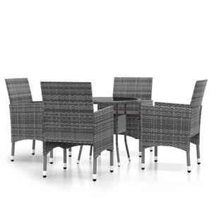 VidaXL 5-delige Tuinset Poly Rattan Grijs