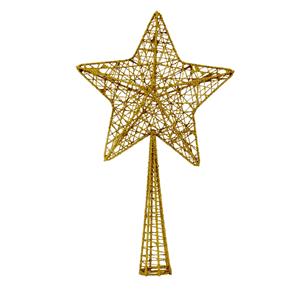 Cosy and Trendy Kunststof Ster Piek/kerstboom Topper Glitter Goud 28 Cm - Kerstboompieken