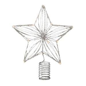 Decoris Kerstboom Ster Piek/topper Met Led Verlichting Warm Wit 25 Cm Met 12 Lampjes - Kerstboompieken