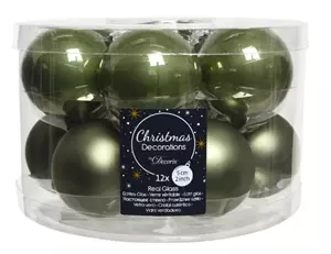 Kerstbal glas d5cm mos groen 12st