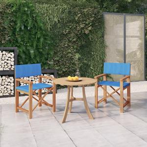 VidaXL Regisseursstoelen 2 St Massief Teakhout Blauw