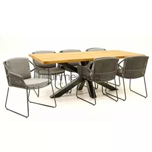 Tuinset Accor mid grey met Spectral 200cm tafel van 4 Seasons Outdoor