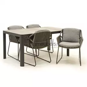 4 Seasons Outdoor Tuinset Accor mid grey met Castilla Negro 160cm tafel | 