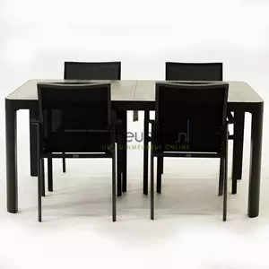 Lesli Living Tuinset Delia zwart met Castilla 160cm tafel