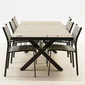 Lesli Living Tuinset Tosca met Castilla negro kruispoot 240cm tafel