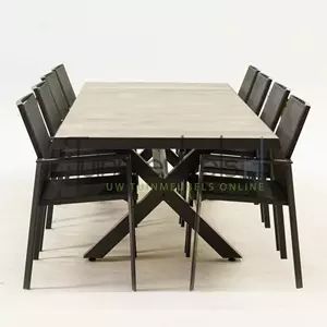 Lesli Living Tuinset Delia met Castilla negro kruispoot 240cm tafel