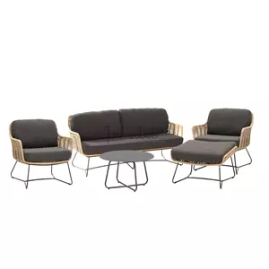 Taste by 4 Seasons Outdoor Belmond loungeset naturel met salontafel en voetenbank van 4 Seasons Outdoor