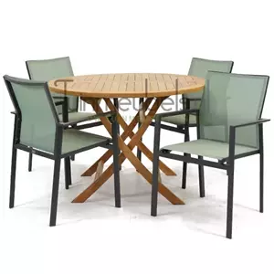 Vita Tuinset Delia amandel stapelbaar met Milton tafel rond 110
