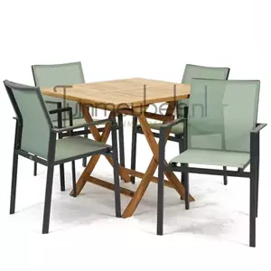 Vita Tuinset Delia amandel stapelbaar met Milton tafel vierkant 90x90