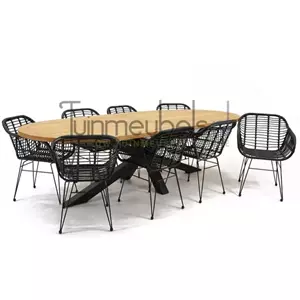 Lesli Living Tuinstoel Moda zwart met Mistral tafel ovaal 280