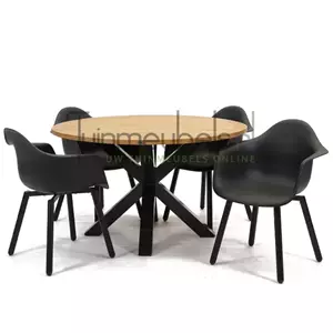 Lesli Living Tuinstoel Montreux zwart/zwart met Spectral tafel rond 130 cm