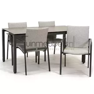 SUNS Tuinstoel Anzio dining Soft grey met GOA HPL 160 cm donker grijs