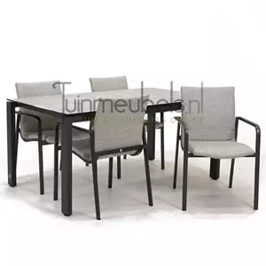 SUNS Tuinstoel Anzio dining Soft grey met GOA HPL 160 cm licht grijs