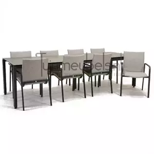 SUNS Tuinstoel Anzio dining Soft grey met GOA HPL 280 cm donker grijs